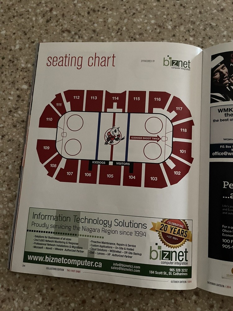 Niagara Icedogs First Game Meridian Centre Program 10-16 2014 *2014/15 Yearbook
