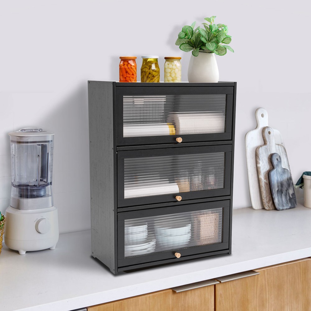 Stylish Black Storage Cabinet – Space-Saving Solution for Home Organization