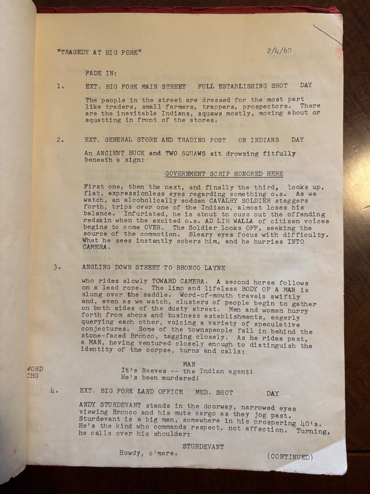 "Bronco" Original 1960 TV Script Ty Hardin