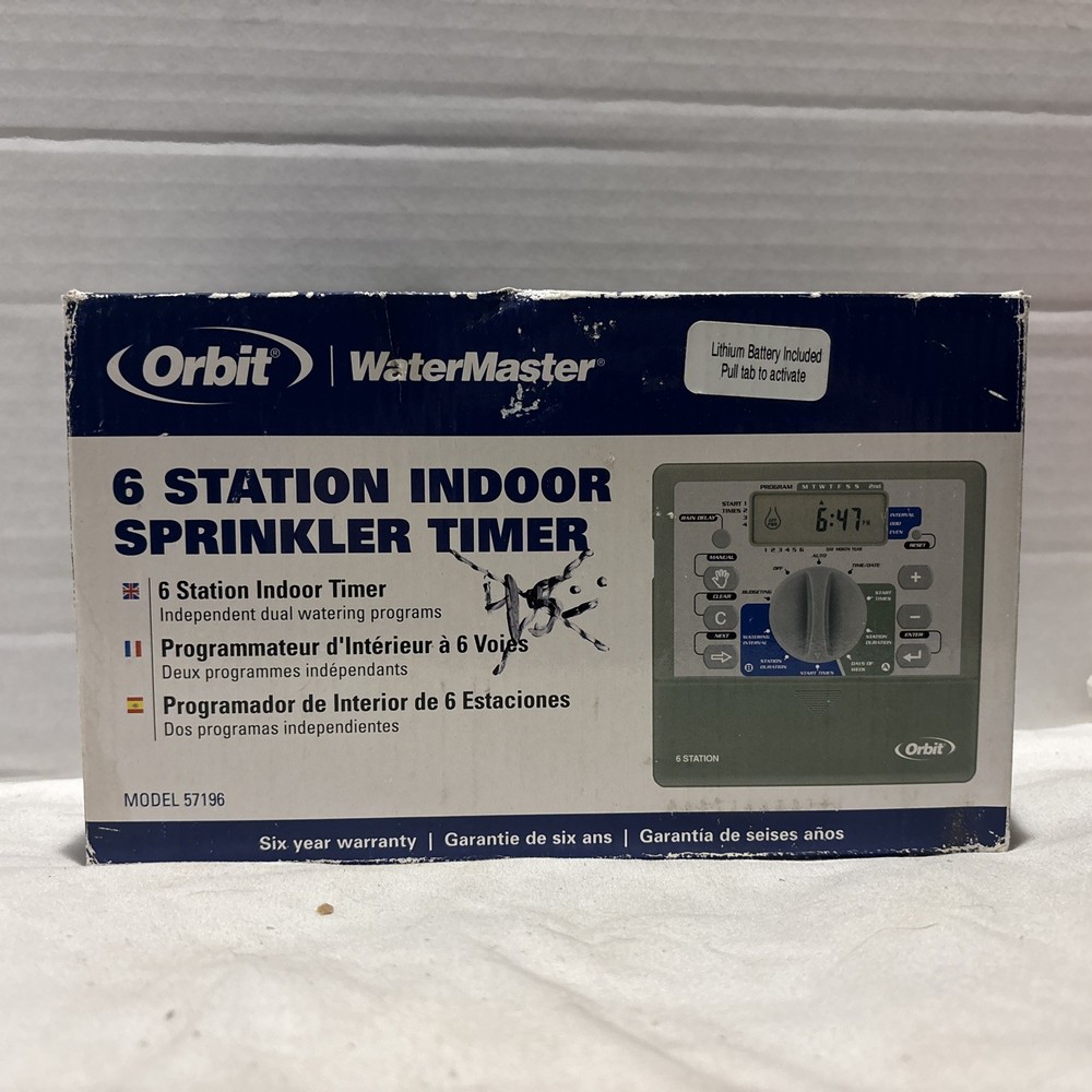 Orbit WaterMaster 6 Station Dual Program Sprinkler Timer Model 57196 - New