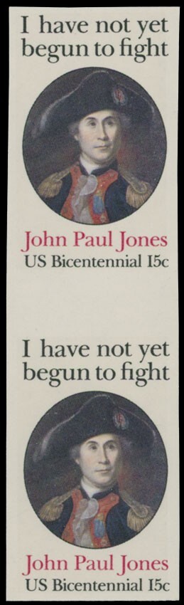 1979, USA JOHN PAUL JONES, 15C, VERT PAIR PROOFS W/GUTTER, NH, SC. #1789Pg