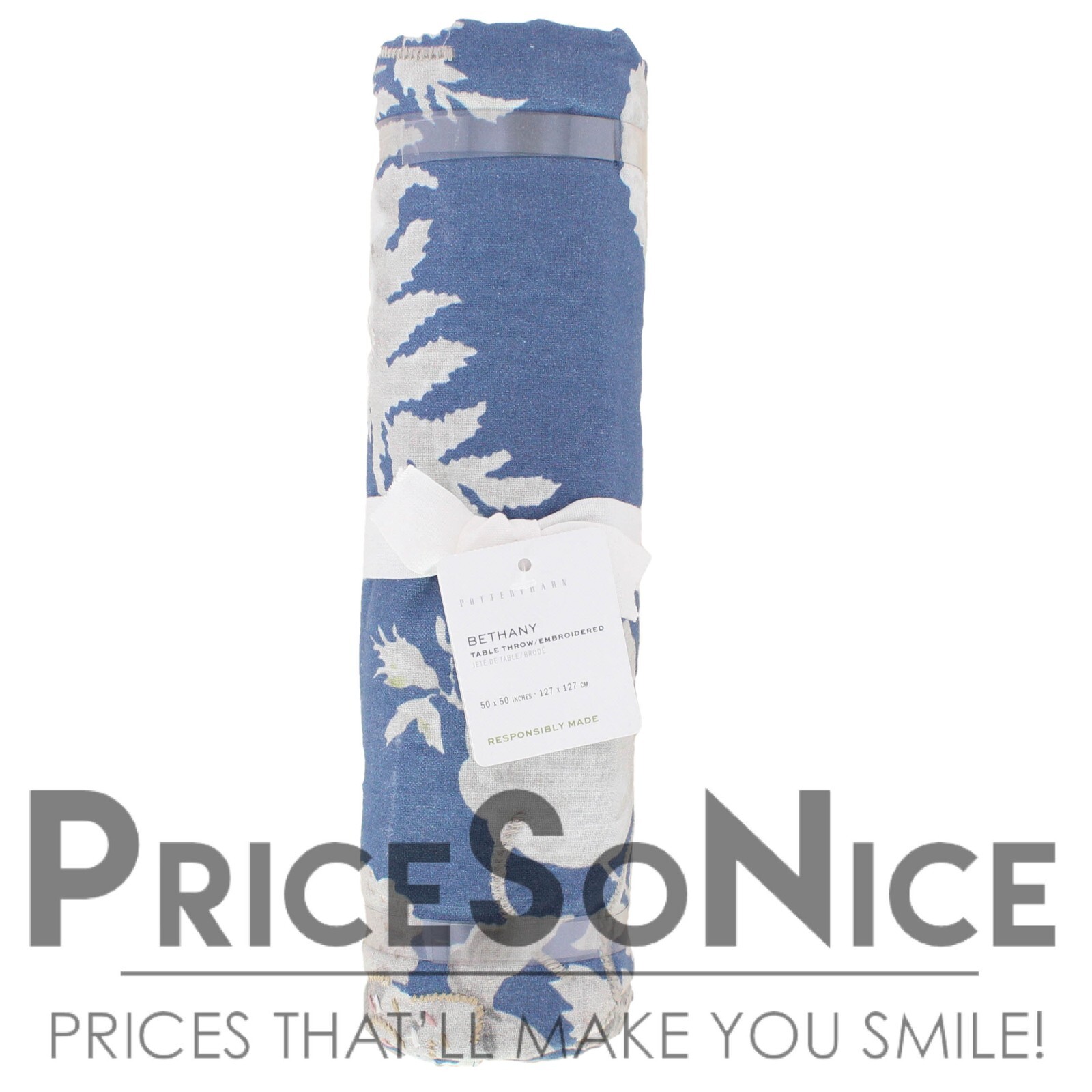 Pottery Barn Bethany Embroidered Organic Cotton Table Throw MSRP $149