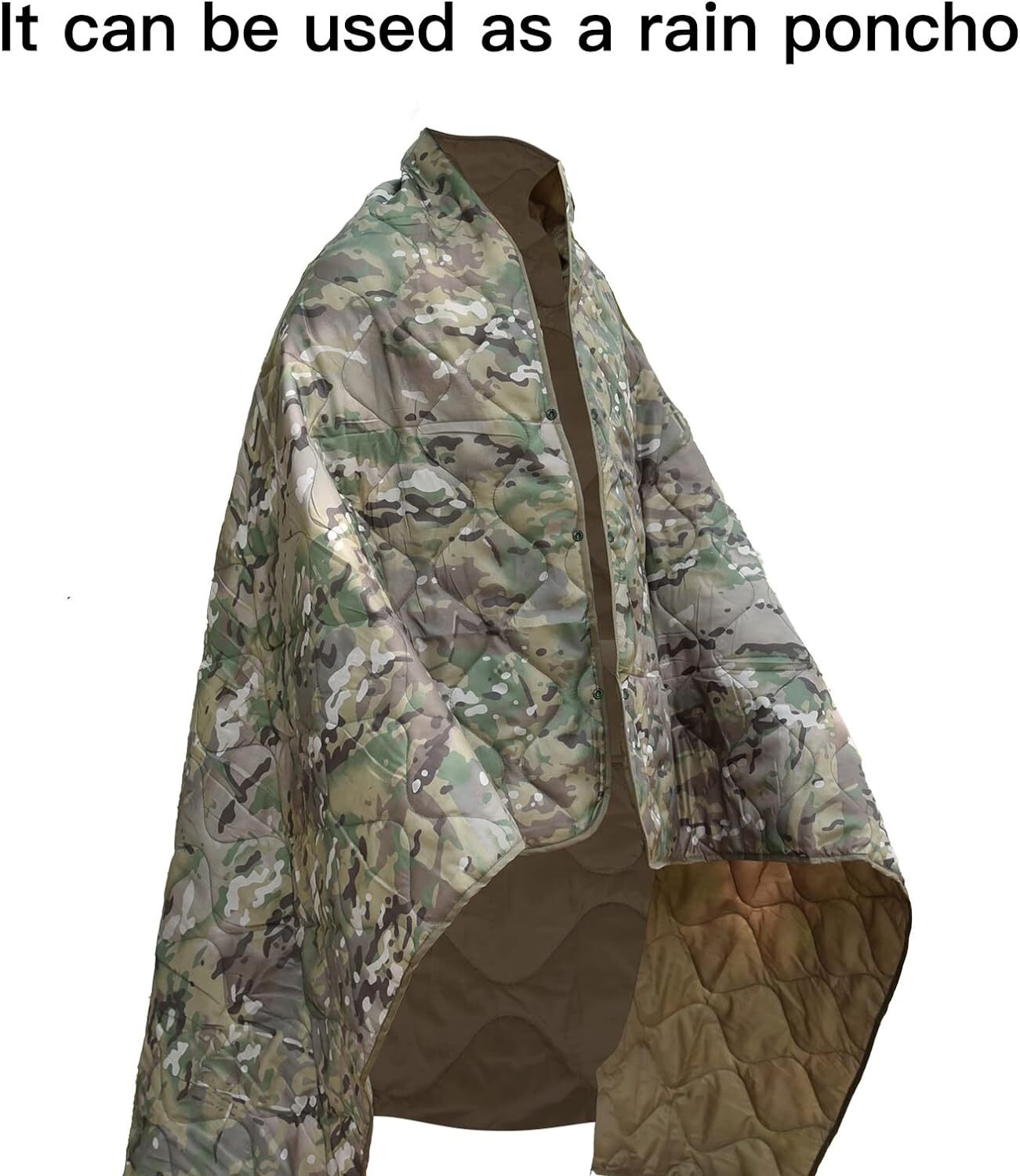 Camo Woobie Blanket Waterproof Poncho Liner for Outdoor Camping, Hiking, Hunting