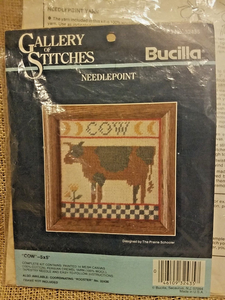 Bucilla Needlepoint Cow Kit #32435 IN PROGRESS