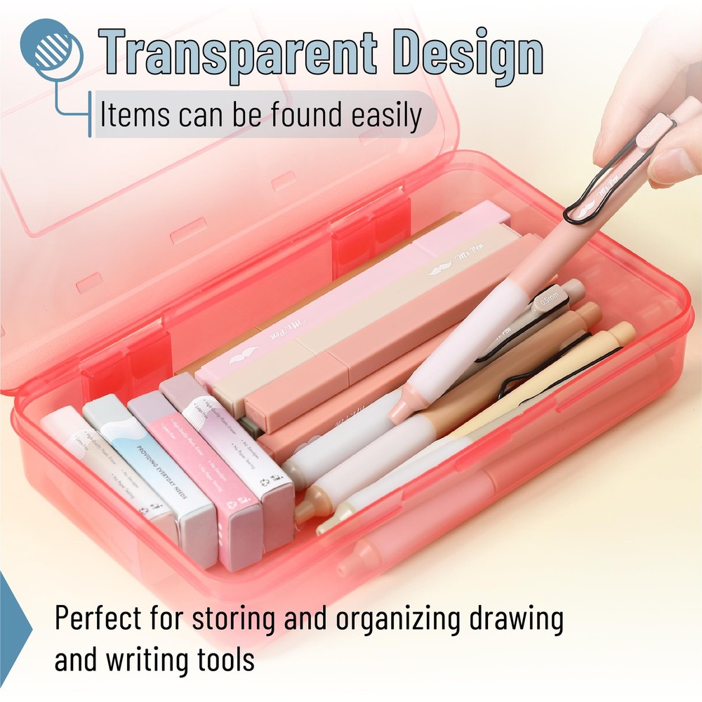 Mr. Pen 24-Pack Pencil Box Bulk Assorted Colors Durable Plastic Storage Case