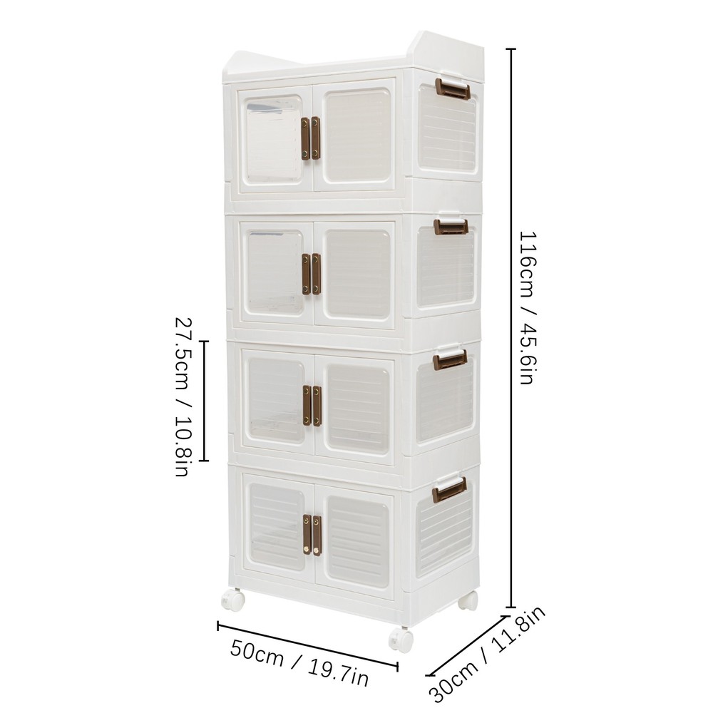 Plastic Collapsible Storage Bins with Lids & Wheels Stackable Closet Organizers