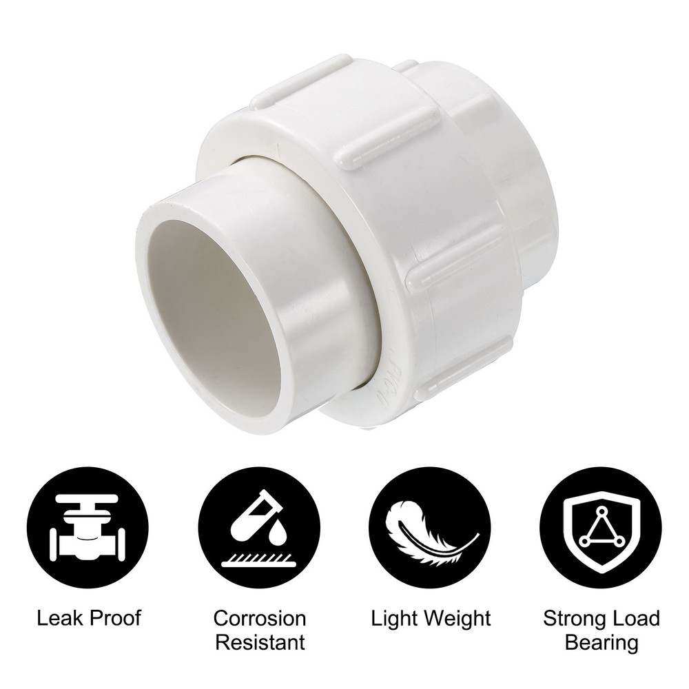 2 Pcs 1.2" Union PVC Coupling Pipe Fitting Adapter, White