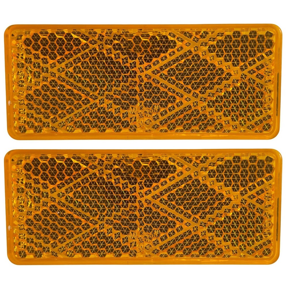 3-1/8" Rectangular Stick On Reflector Trailers, Trucks, Amber + Red