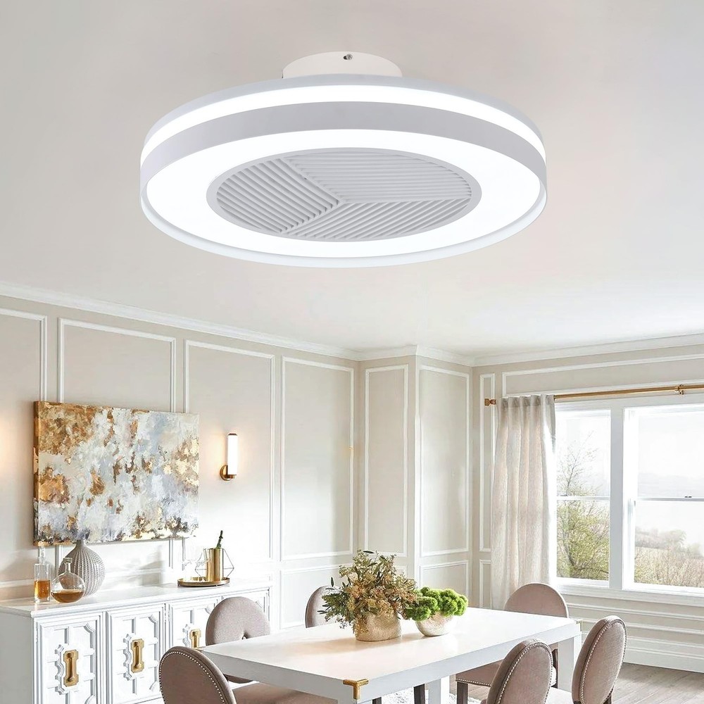 Smart Low Profle Ceiling Fans with 3-Dimmable Light Remote/APP Control, 20" B...