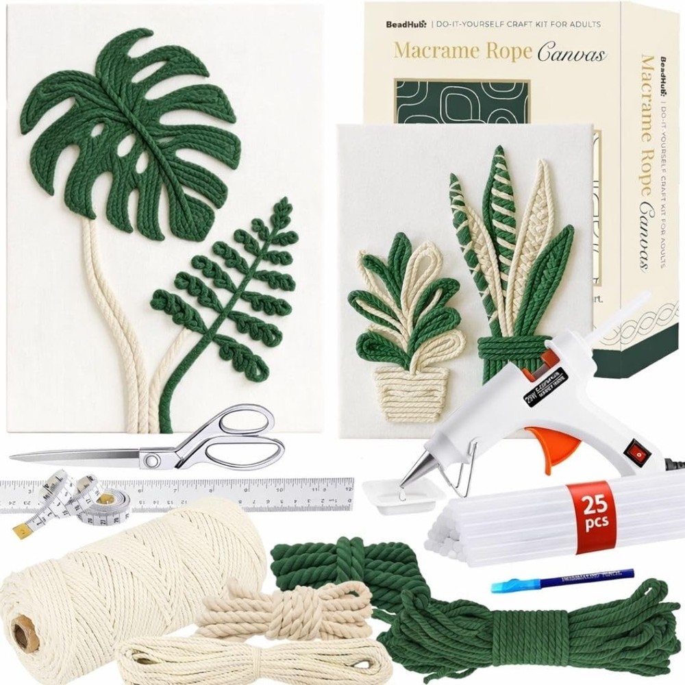 DIY Rope Canvas Kit for Beginners - Complete Macrame Ropes Supplies & Tools |...