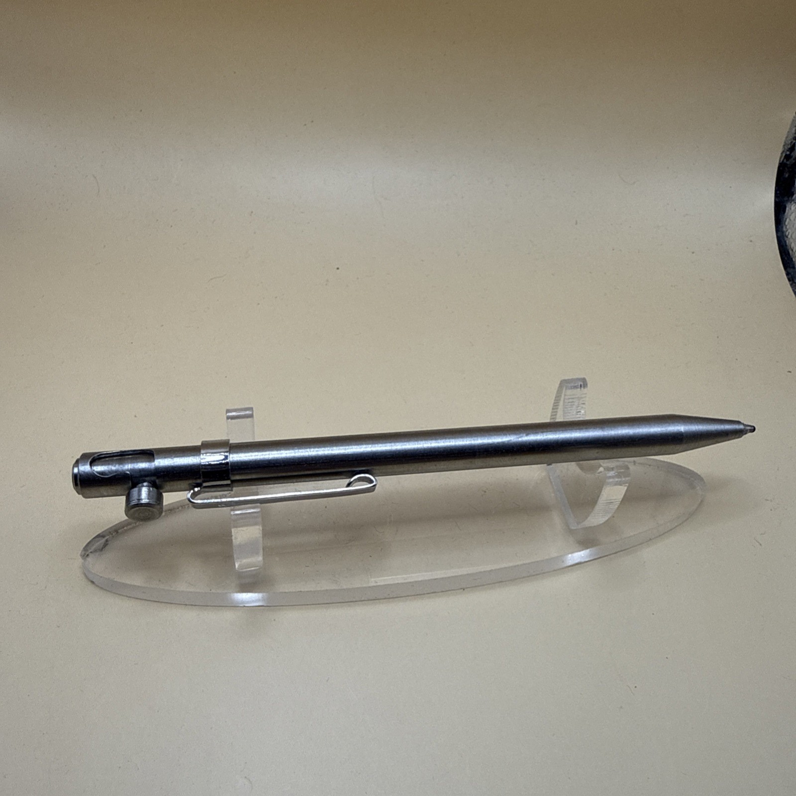 Handmade Stainless Steel Bolt Action Pen With Pocket Clip EDC