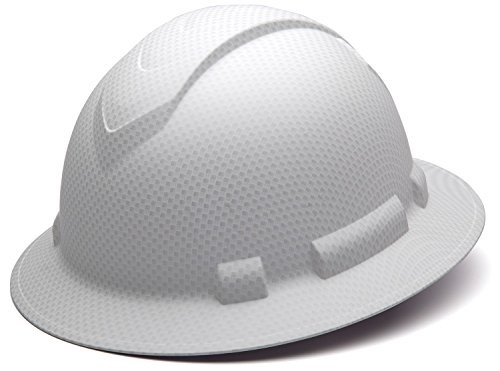 Pyramex HP54116 Ridgeline Full Brim Hard Hat 4 Pt Ratchet Matte White Pattern