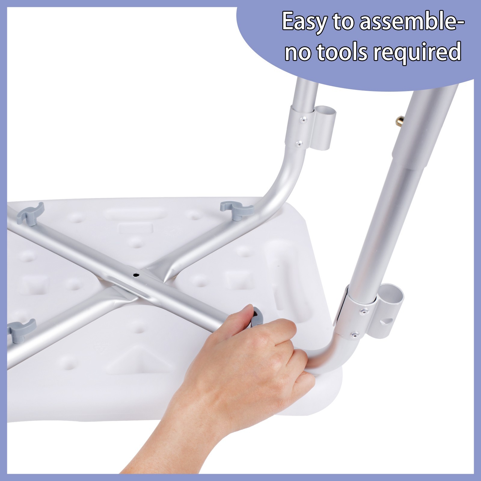 Backless Shower Chair with Arms-350 lb.capacity Bench Stool Adjustable Height