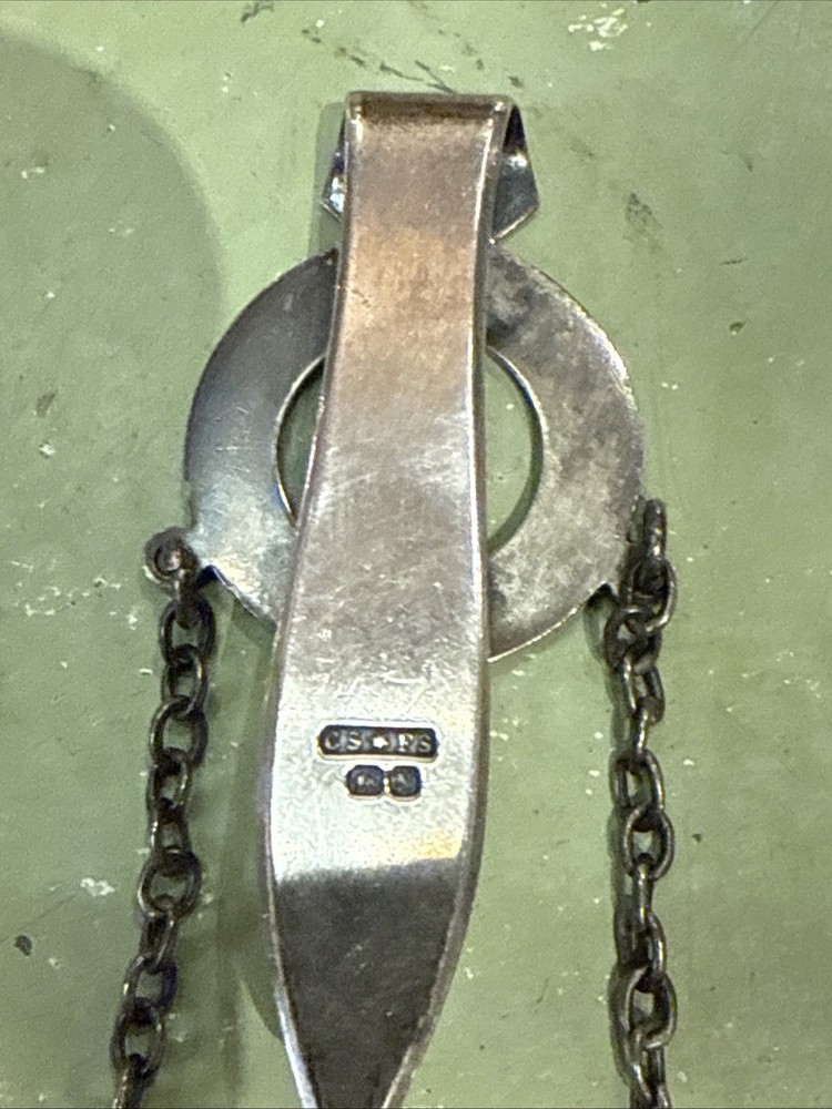 Victorian sterling silver & leather spectacles holder with Chatelaine hook