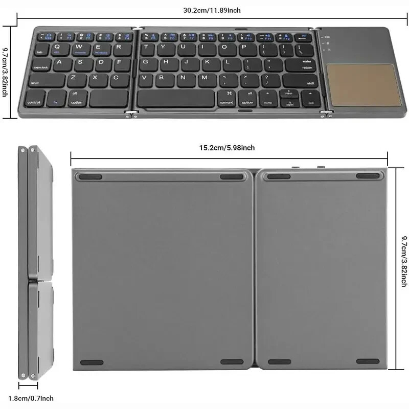 Mini Foldable Wireless Bluetooth Keyboard with Touchpad for Laptop Phone Tablet