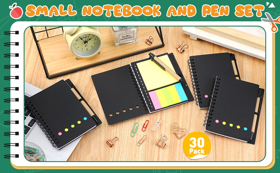 posit Lined Spiral Notebook Small Notepad and Pen Set Steno