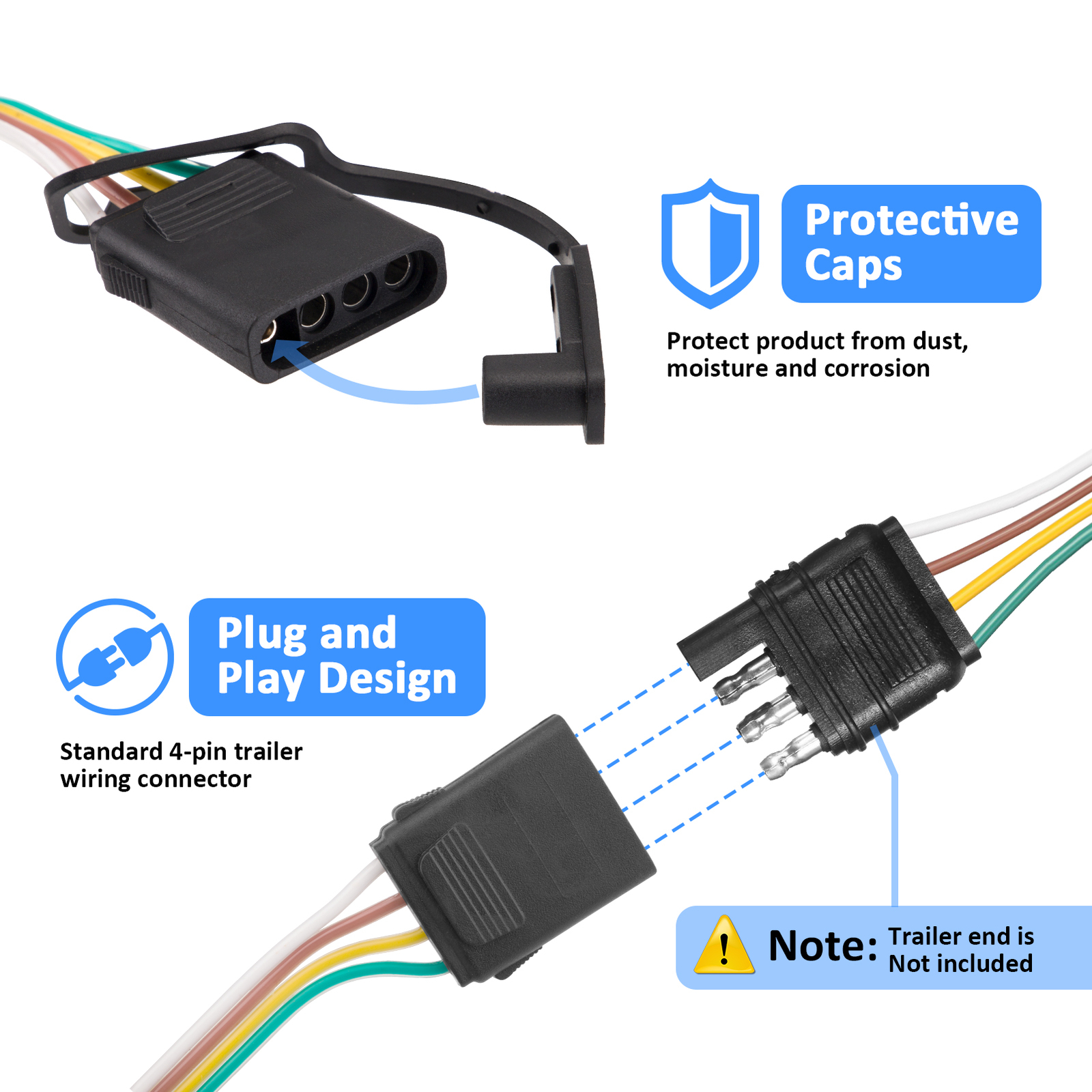 4 Pin Trailer Tow Hitch Wiring Harness For 2023-2024 Kia Sportage