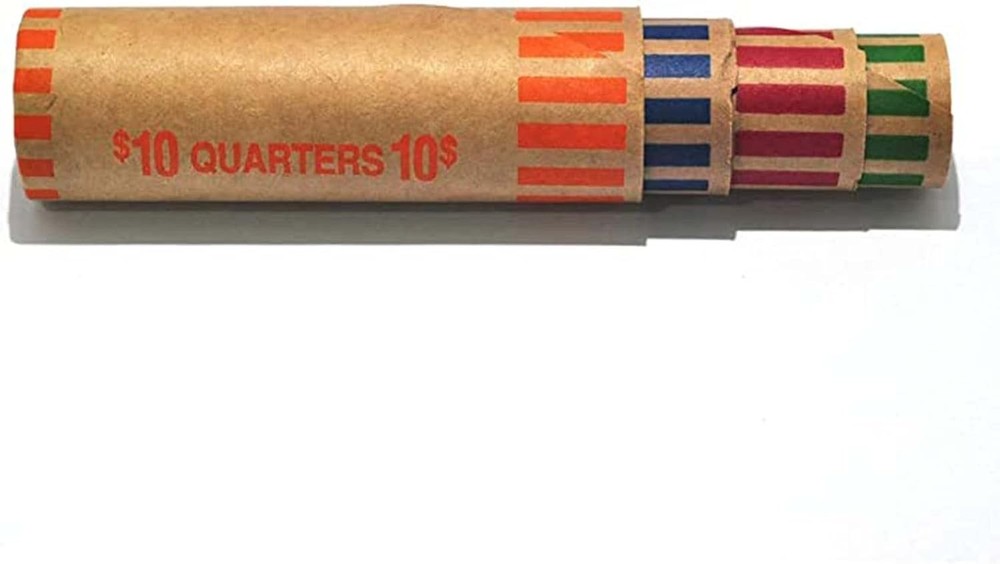Protective Preformed Coin Wrapper Rolls - 128 Assorted for Automatic Counter Use
