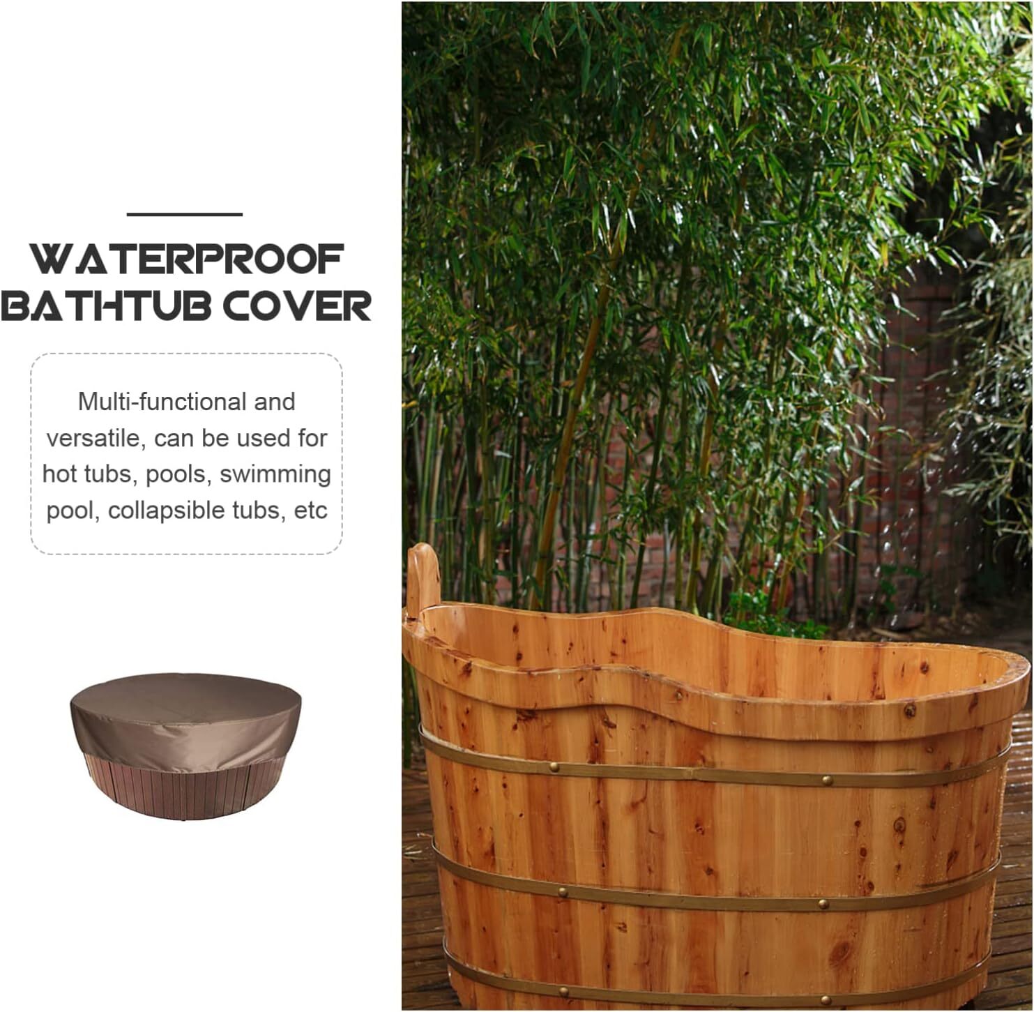 Round Hot Tub Cover Pool Water- Solar Spa Thermal Coffee