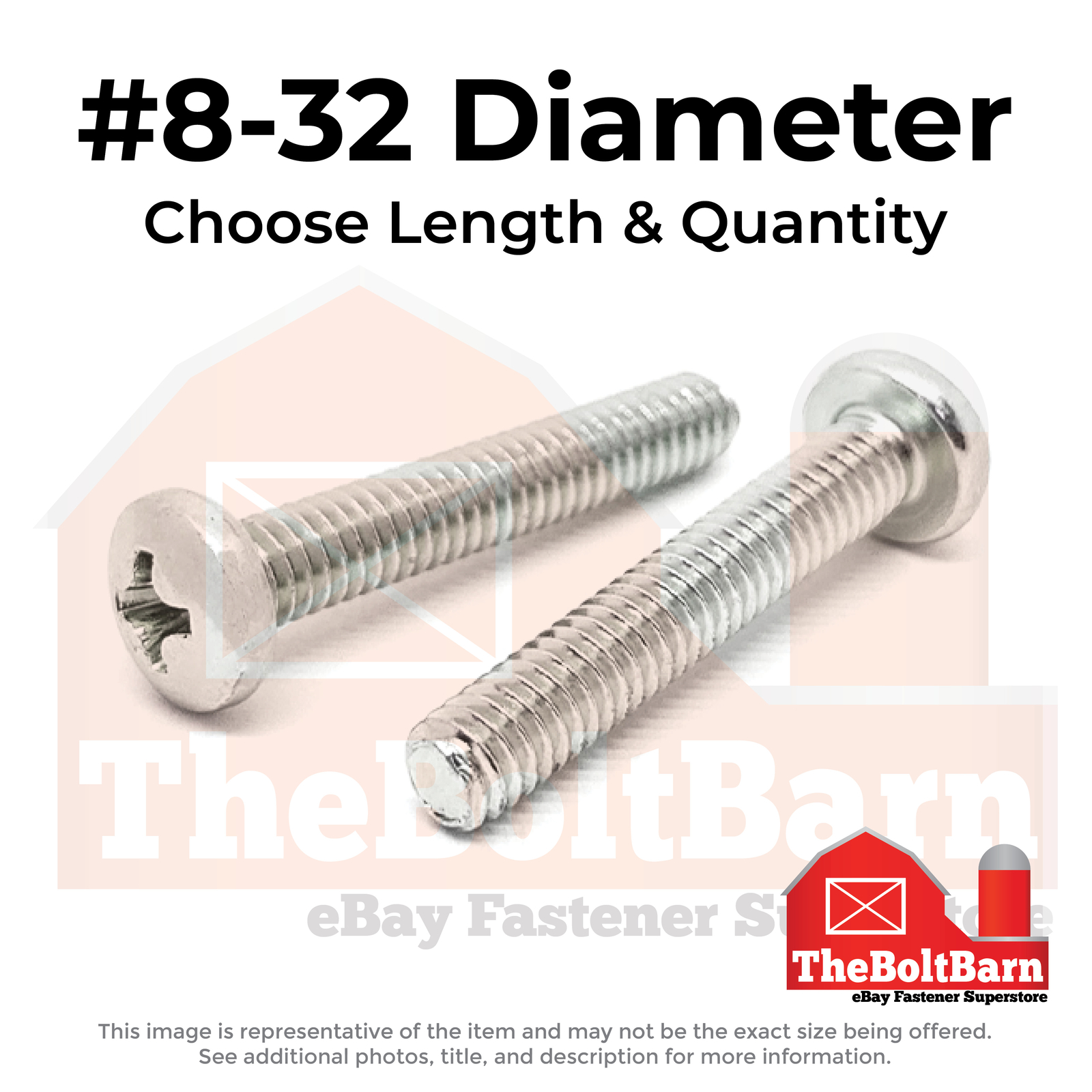 #8-32 Stainless Phillips Pan Head Machine Screws (Choose Length & Qty)