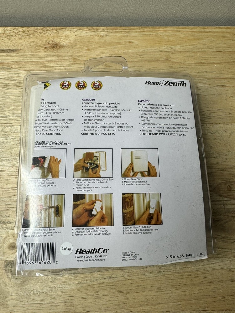 Heath / Zenith 2 Button Wireless Doorbell Chime Kit