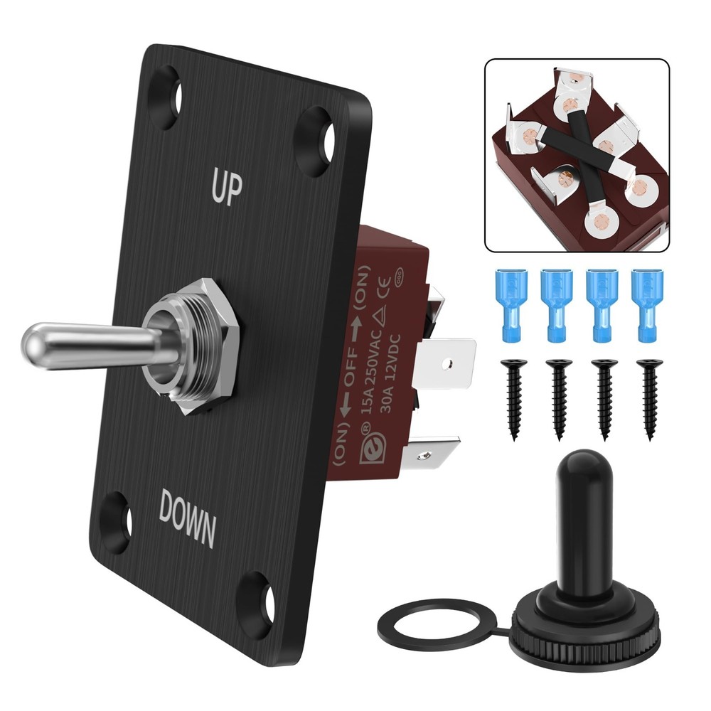 12V DC Momentary Reverse Polarity Switch - Waterproof DPDT Toggle for RV Jack Co
