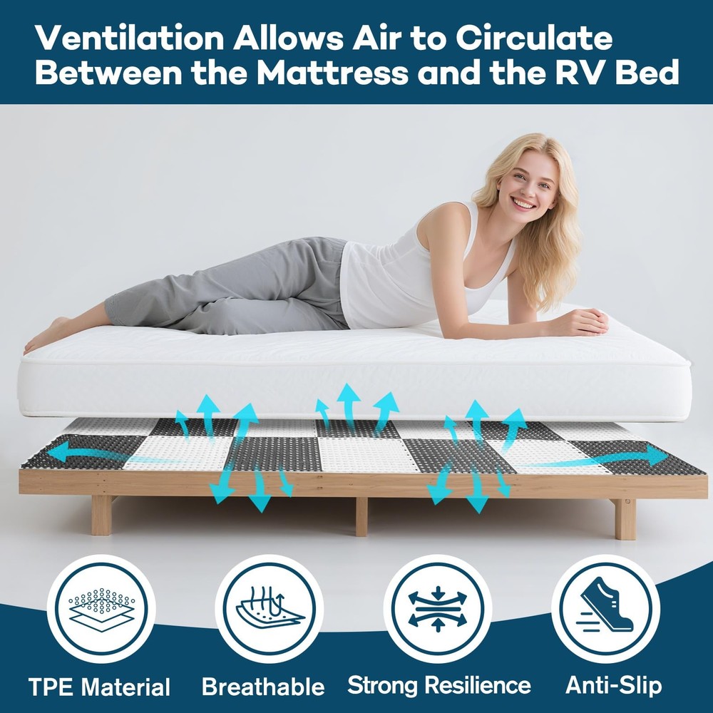 RV Mattress Underlay 83x59 in Queen Modular Interlocking Ventilated Pad