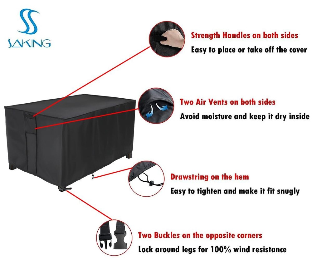 Fire Table Cover Rectangular 44 x 32 x 23 inch - Waterproof Windproof Anti-UV...