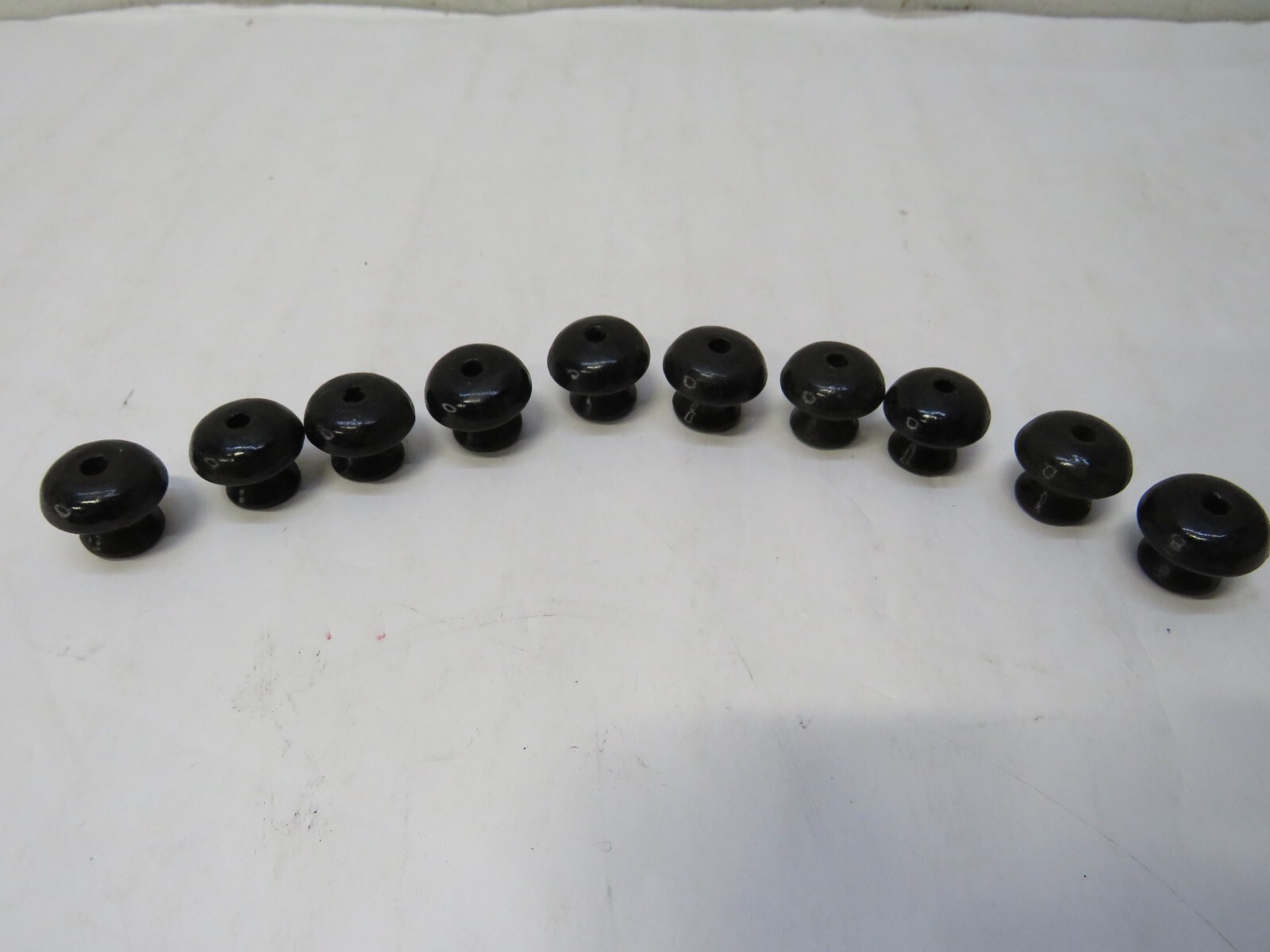 Lot of 10 NOS 1800's Antique small wooden Black Round Drawer Handles knobs pulls
