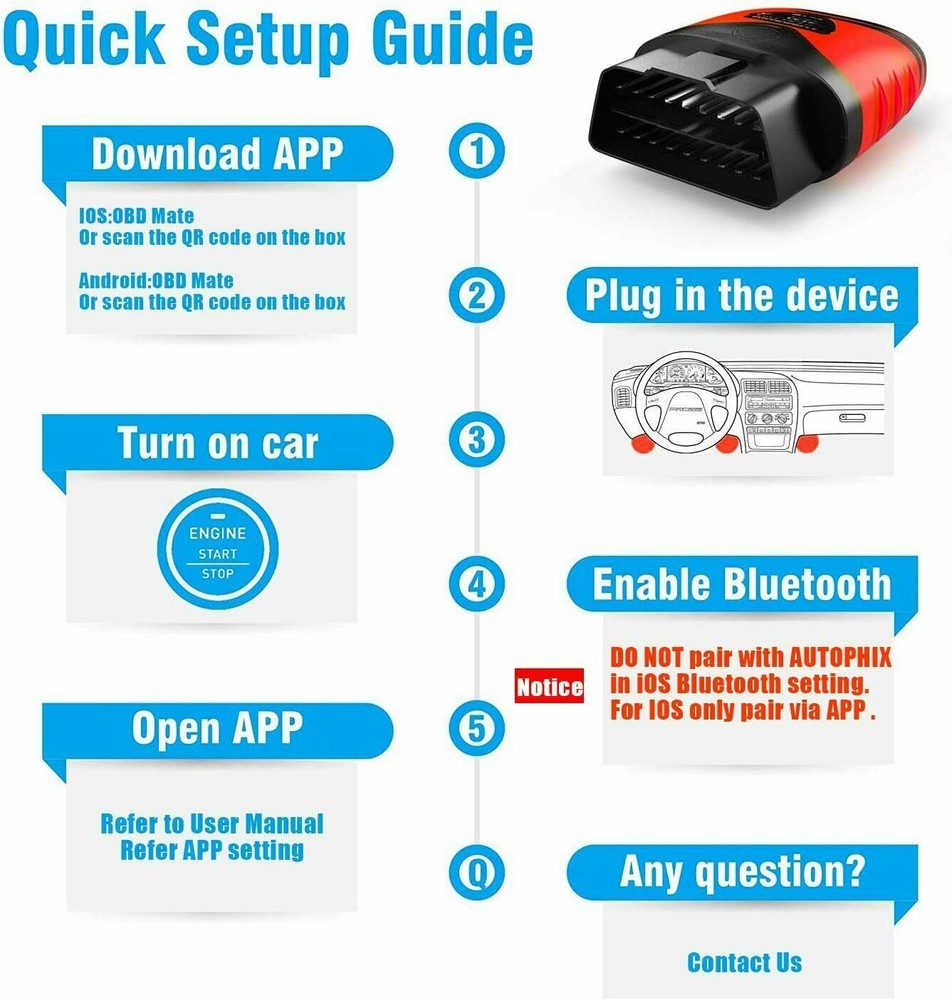 AUTOPHIX 3210 Bluetooth OBD2 Scanner for iPhone iPad & Android Fault Code Reader