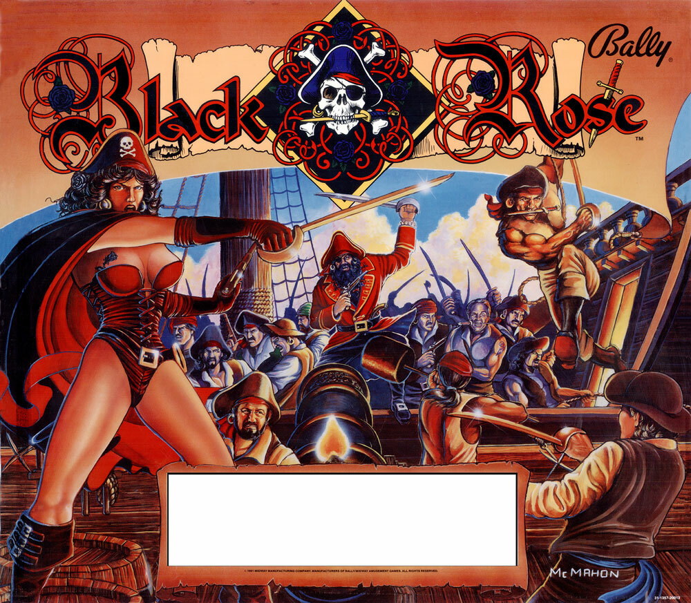 Bally BLACK ROSE Pinball Machine Translite AWESOME ARTWORK