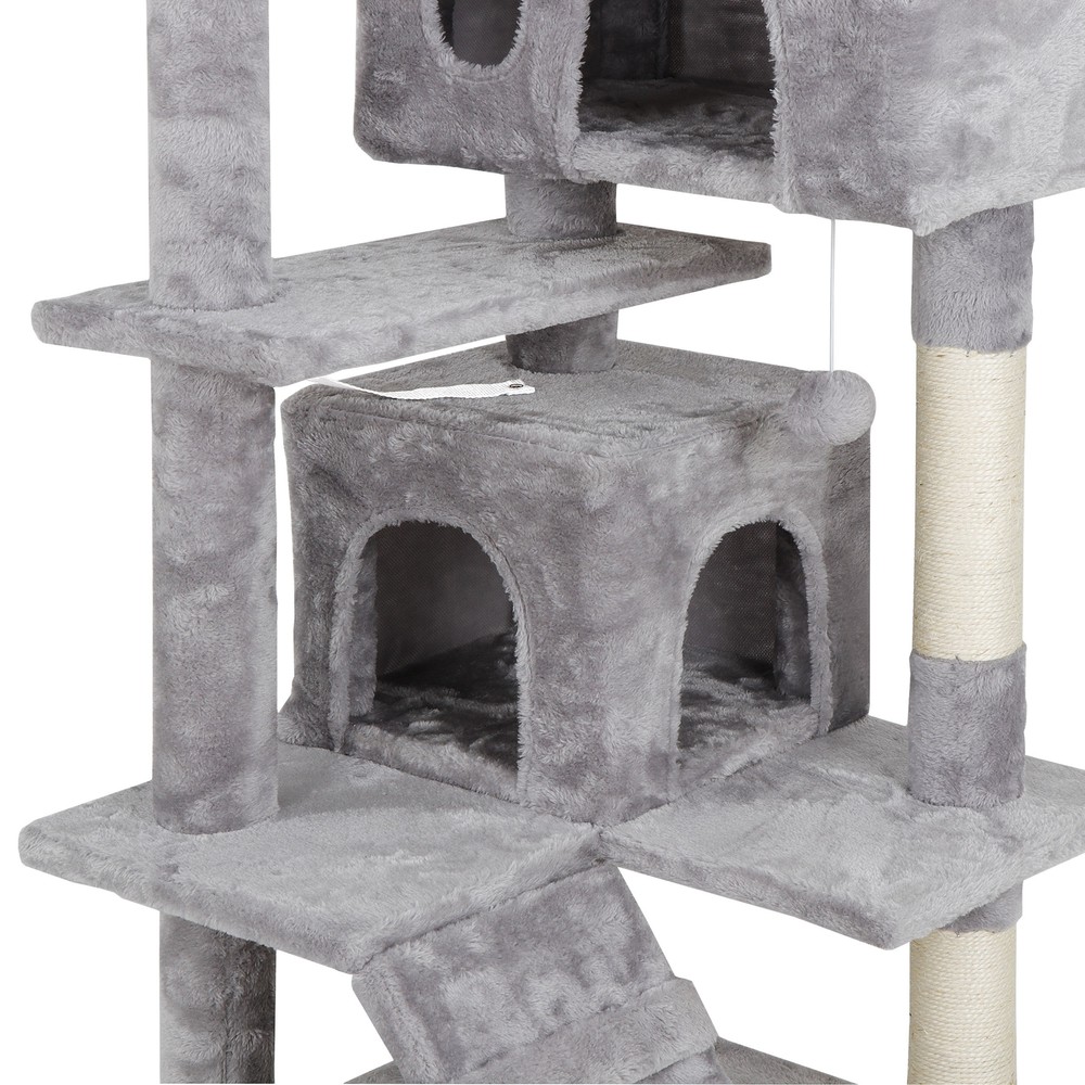 53" Cat Tree Scratching Post Condo Tower Playhouse W/ Cave & Ladders Activity