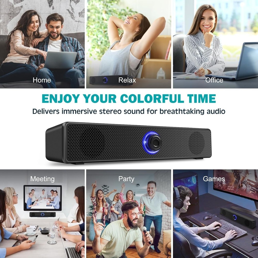 Computer Speakers, USB Powered PC Speakers Wired Stereo Desktop Speakers with...
