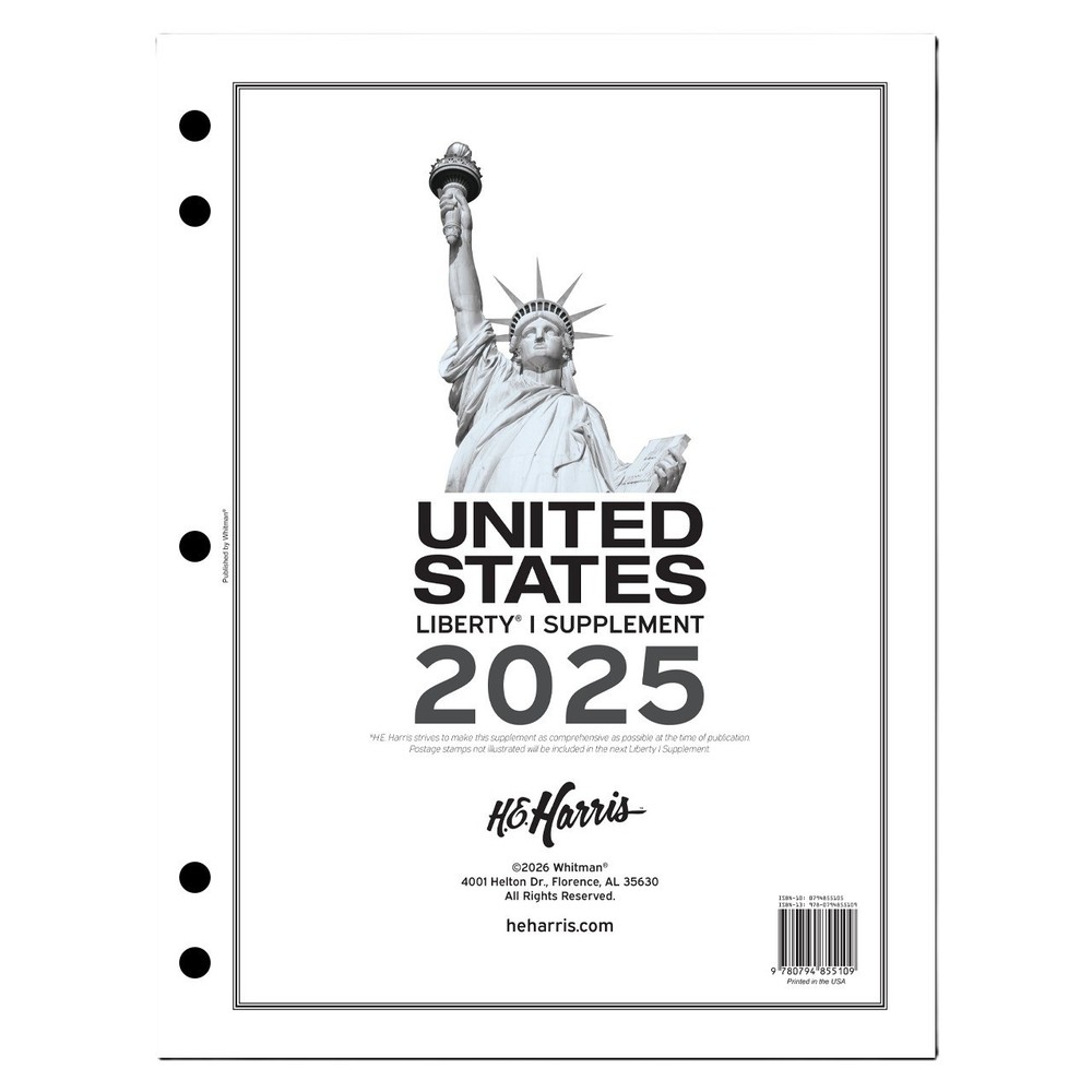 HE Harris 2025 US Liberty I Supplement Page For 2 Post / 3 Ring Stamp Album NEW