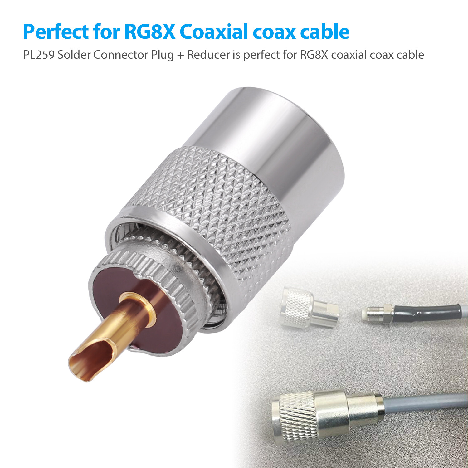 10-pack PL-259 Solder Connector Plug with Reducer for RG8X Coax Cable USA