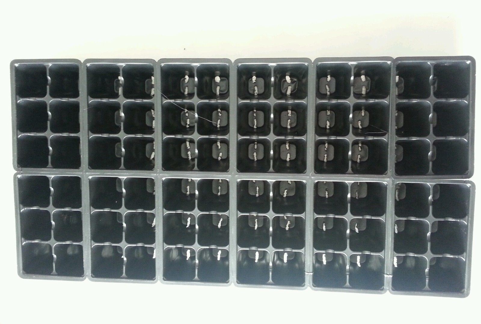 Set of 10 SOLID TRAYS AND 720 Cells Seedling Starting 10 Inserts Black 1206