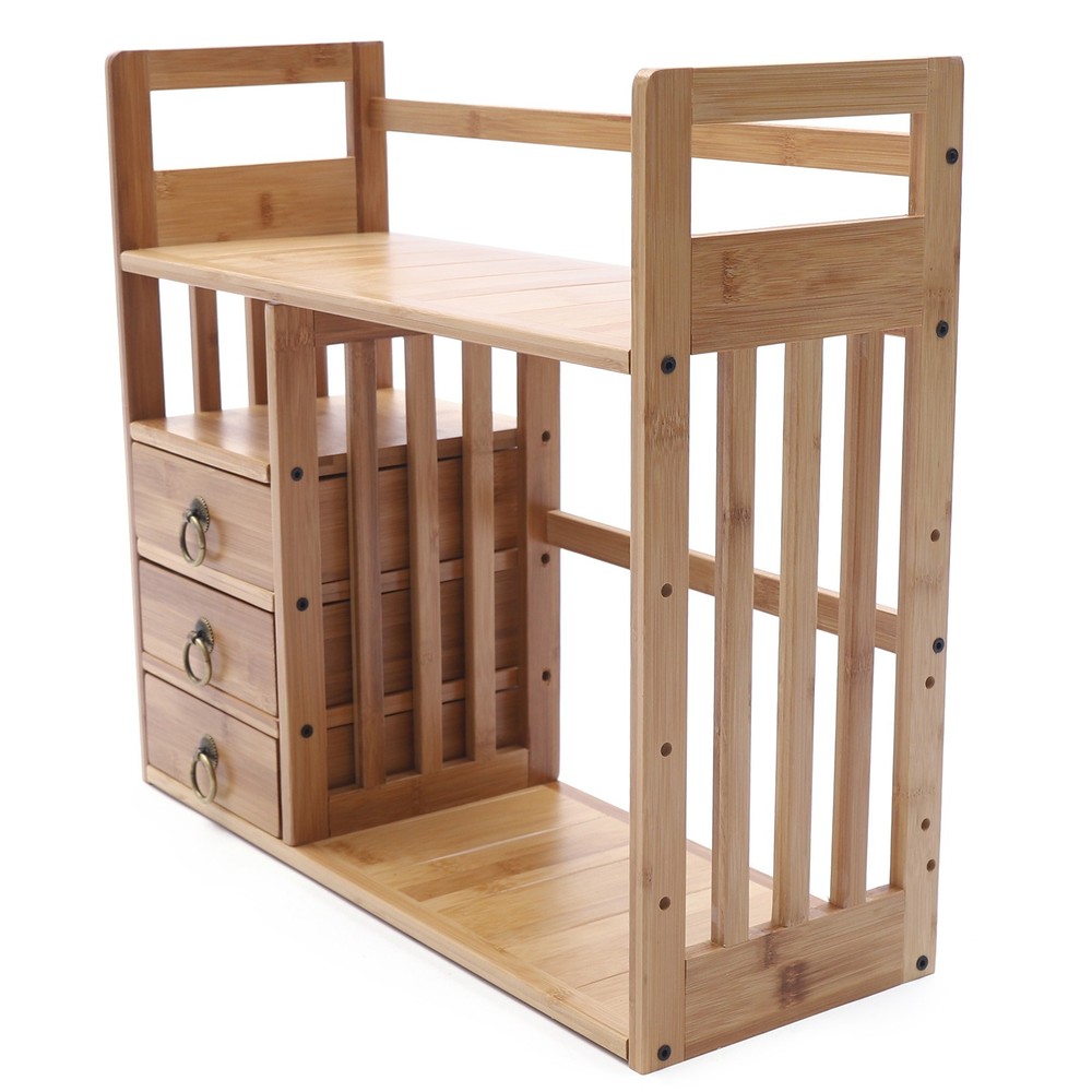 Natural Bamboo Desktop Bookshelf - Stylish Storage & Organization Solution
