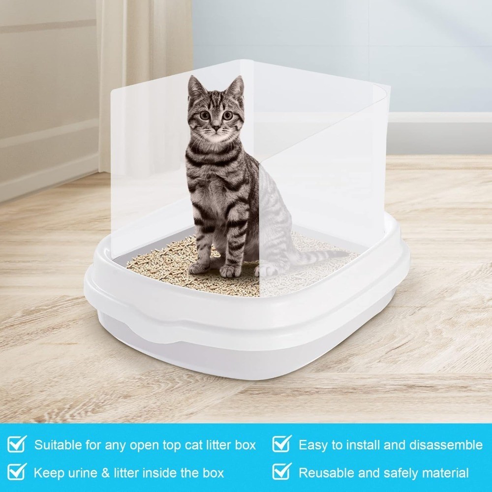 Cat Litter Box Splash Guard Shields High Sided Anti Splash Pee Protector for