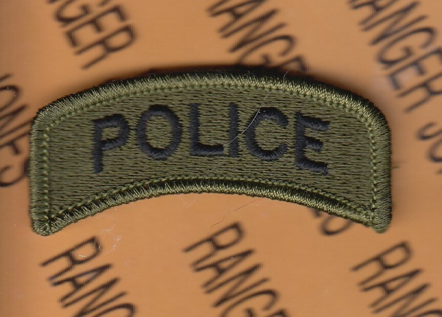 US Army POLICE Tab OD Green & Black 2.5" patch m/e