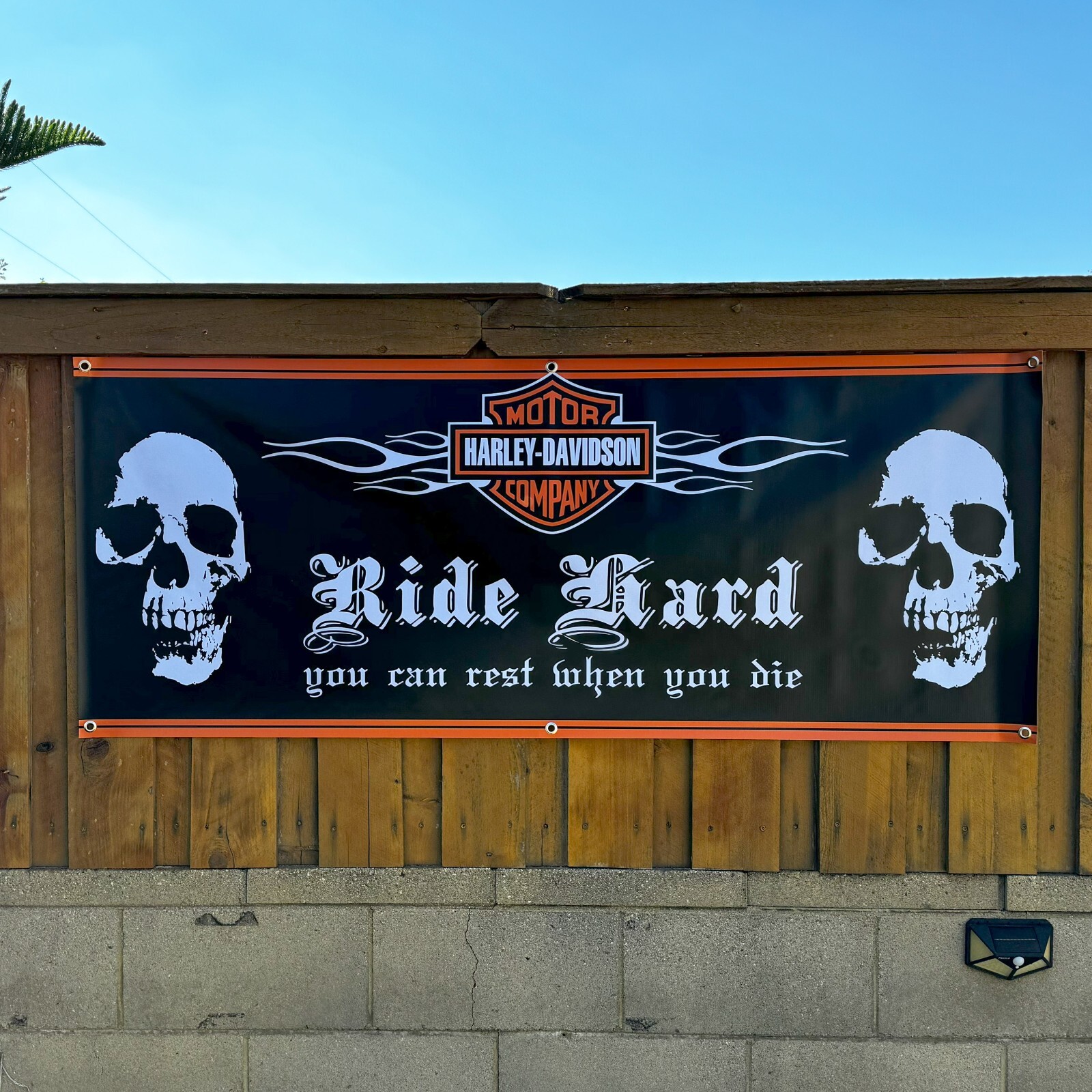 Harley Davidson  RIDE HARD SKULL Wall Hanging Banner Store Sign Poster