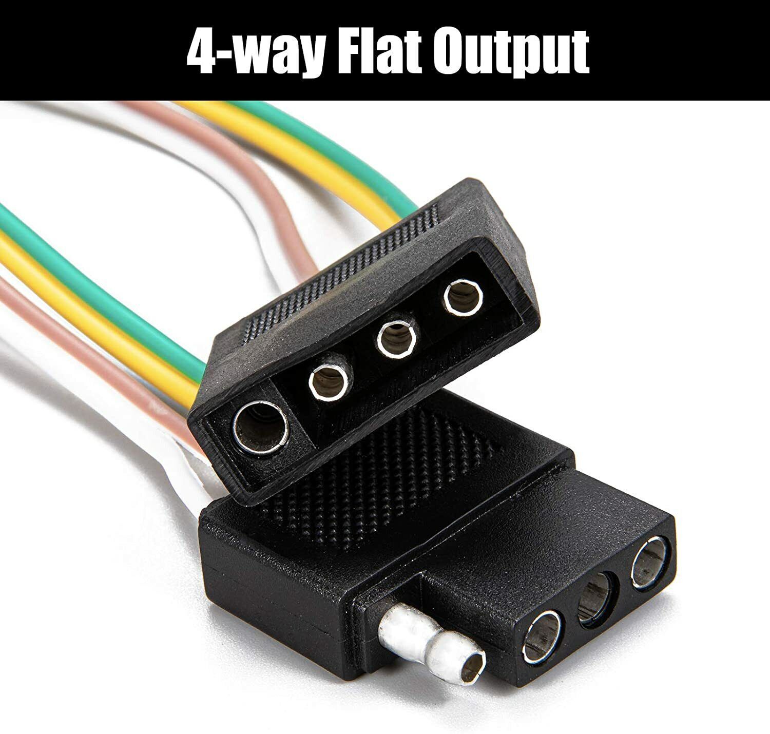 2ft Trailer Light Wiring Harness Extension 4-Pin Plug 18 AWG Flat Wire Connector