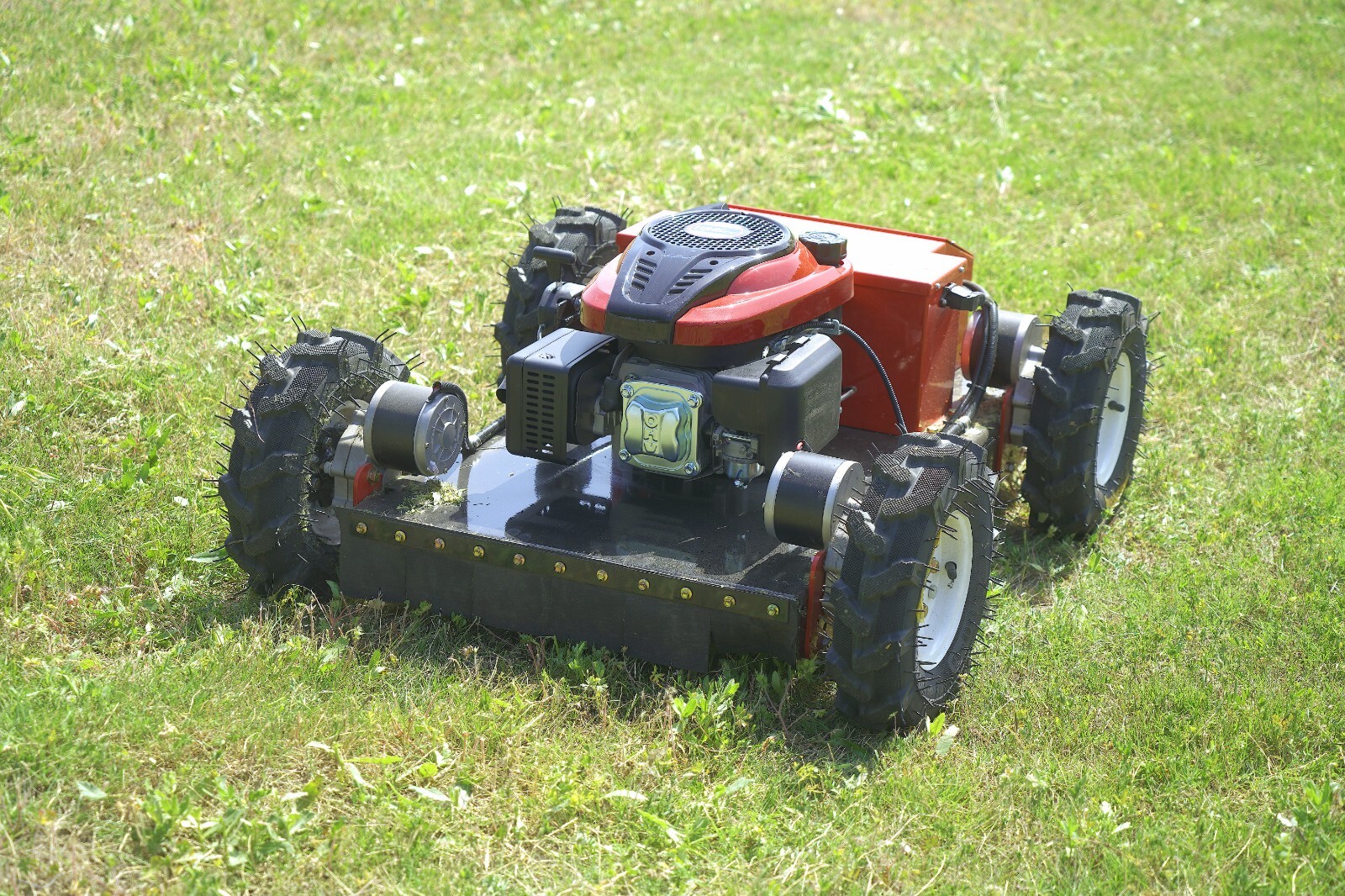 Remote control lawn mower with adjustable mowing height Limited time offer