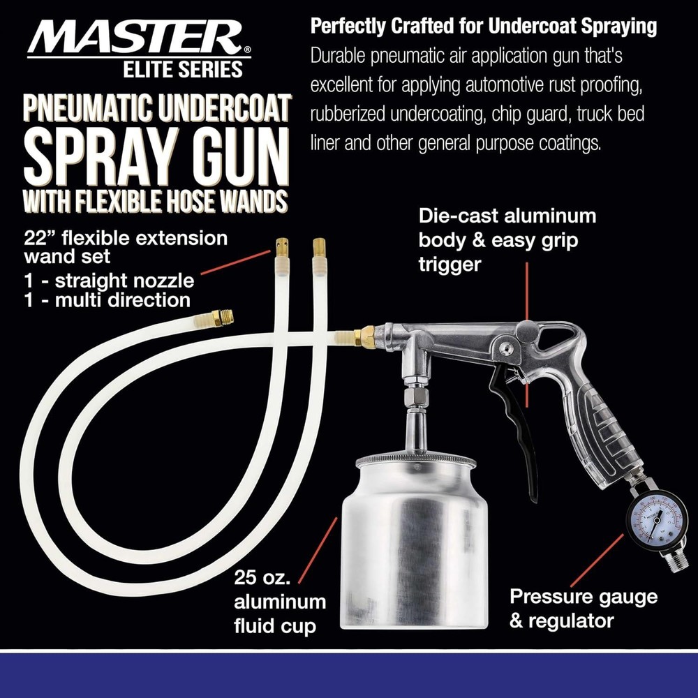 Master Elite Air Rust Proofing and Undercoating Gun with Gauge & Suction Feed Cu