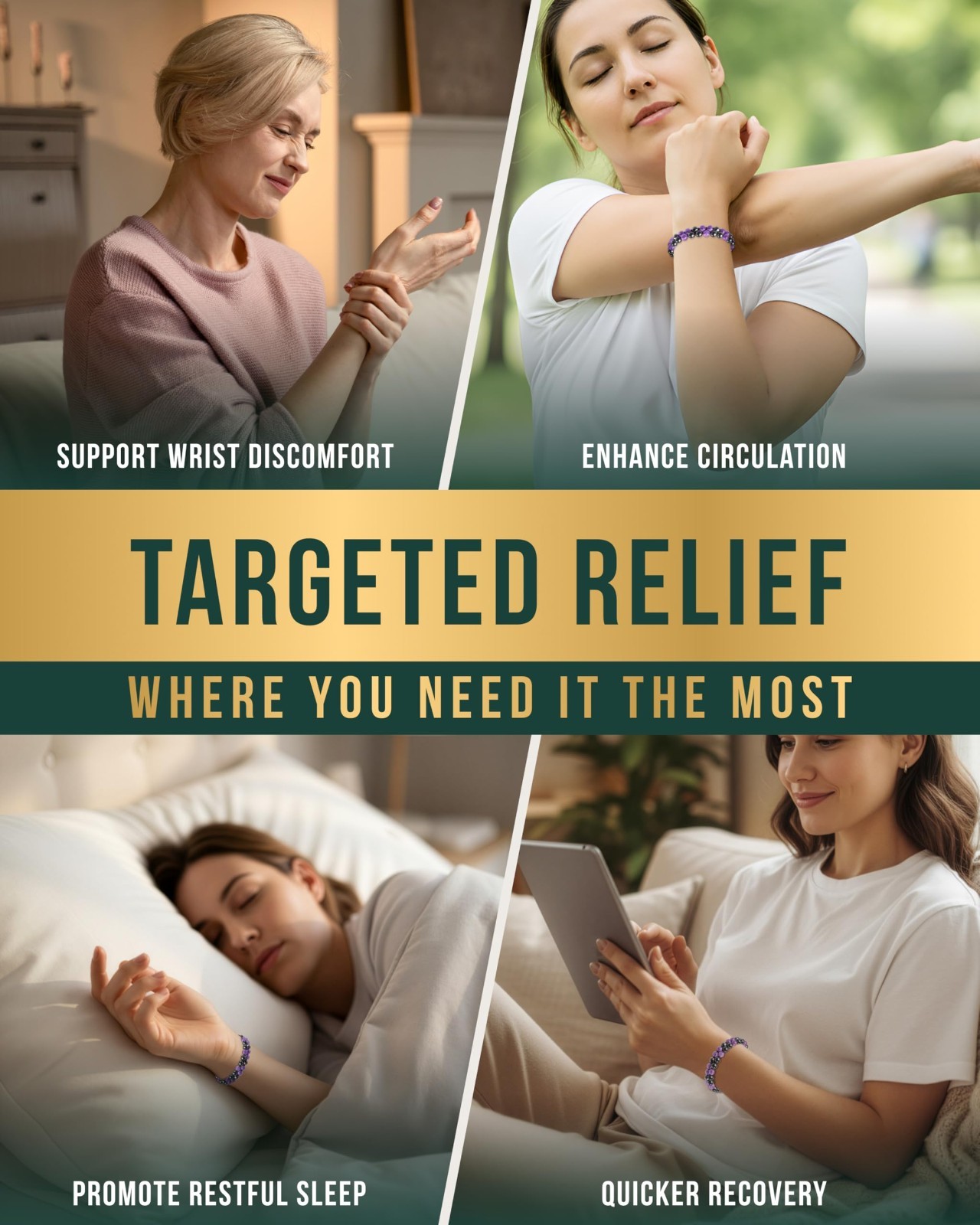 MagnetRX® Hematite Magnetic Bracelet - MAX Strength Natural Stones - Beaded