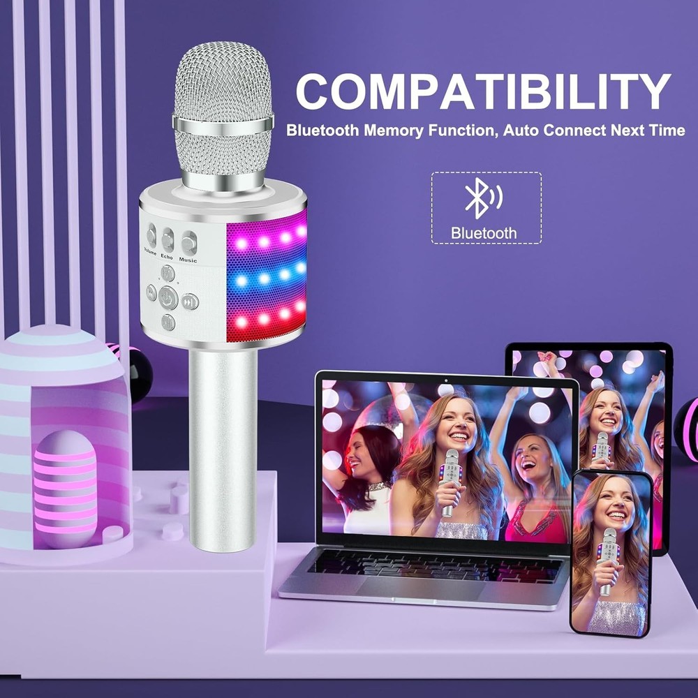 Kids & Adults Singing Microphone – Bluetooth, Echo Effect & Portable Design