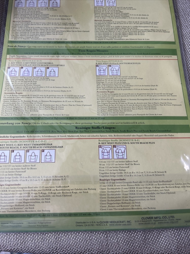 ‘Trace ‘N Create Bag’Templates With Nancy Zieman, 6 Different Styles - New
