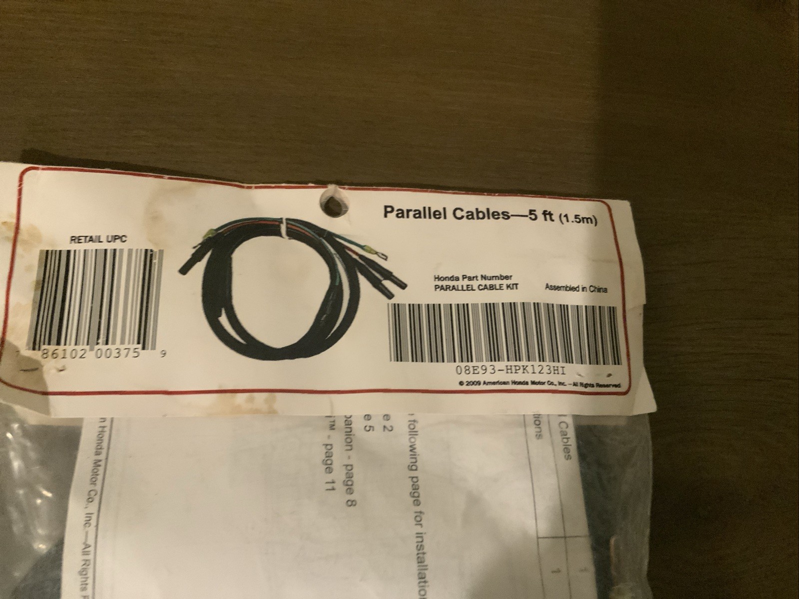 Honda Parallel Cables Generator EU1000i/EU2000i-C/EU3000i Handy 08E93-HPK123HI