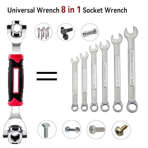 Universal Wrench 8 in 1 Socket Multi-function Tool with 360° Rotating 12-19mm