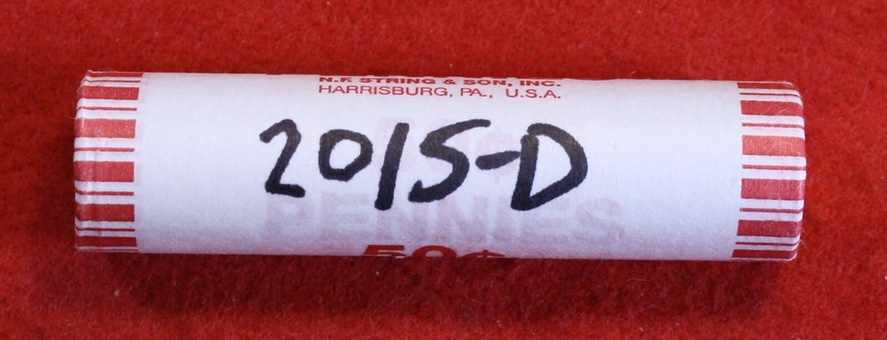 2015-D Lincoln Shield Cent Penny 50 Coin roll UNC rolls