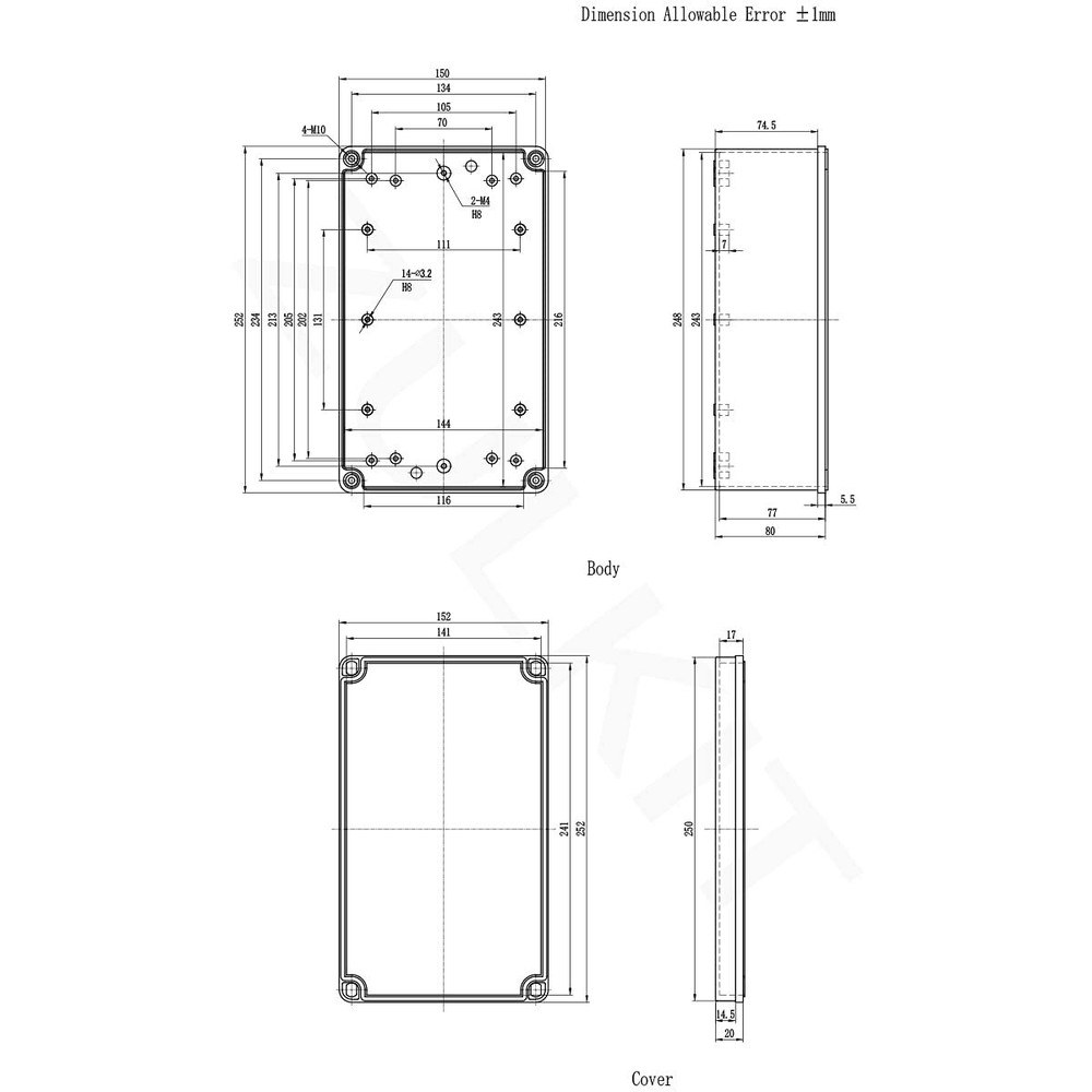 Junction Box ABS Plastic Dustproof Waterproof IP67 Junction Boxes Universal E...